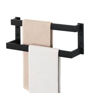 lot 17276 image: Alise Double-Layer Towel Bar, Matte Black Towel Racks for Bathroom Wall Mounted, Stainless Steel Bathroom Towel Holder, Modern Space Saving Towel Rod, 16