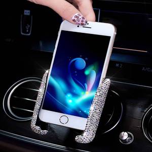 lot 18163 image: SUNCARACCL Bling Car Phone Holder Mini Dash Air Vent Automatic Phone Mount Universal 360°Adjustable Crystal for Women and Girls (White)