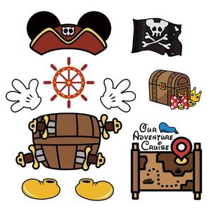 lot 18202 image: 10 Pack Pirate Night Magnetic Cruise Door Decorations � Captain Mouse and Ears Magnets for DCL and Other Ships, Funny Stateroom Door Sign Set