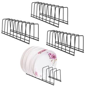 lot 18207 image: TIE-DailyNec 4 Pack Pot Lid Holder Kitchen Pot Lid Organizer Cabinet Rack Suitable for Bakeware, Dish, Plate, Pots and Pans, Cutting Boards, Serving Trays, Reusable Containers in Cabinet Pantry (Black)