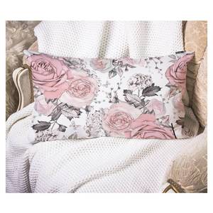lot 18211 image: EKOBLA Farmhouse Throw Pillow Covers Gray Pink Flowers Leaves Watercolor Floral Rose Pastel Color Waist Lumbar Cotton Linen Throw Pillow Cases Cushion Cover Rectangular 12x20 Inches