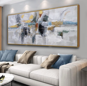 lot 988 image: Teal Gold Wall Art Abstract Painting Wall Decor Living Room Modern 20x40 Framed Canvas Wall Art Office Decor Black Wall Art Canvas Prints Artwork For Bathroom Kitchen Colorful Wall Decoration