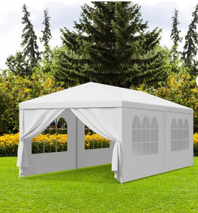 lot 989 image: 10x20 White Party Tent with Side Walls by Zeny