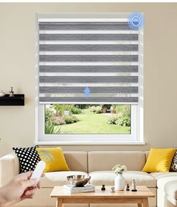 lot 1001 image: Grandekor Motorized Zebra Blinds with Remote Control,Smart Zebra Blinds for Windows,Electric Zebra Shades, Hemp Grey,29 W x 72 H
