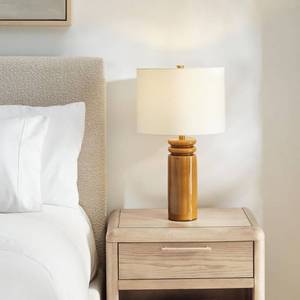 lot 1004 image: Feikudo 25 in. Cracked Honey Bedroom Home Office Living Room Table Lamp With White Linen Shade
