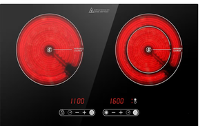 lot 1007 image: Dual Coil Design of 2 Burner Cooker, 1800W Electric Ceramic Hot Plate for Cooking, Infrared Double Burner Portable Countertop or 24inch Built-in Cooktop Radiant Stove Top, Compatible with All Cookware