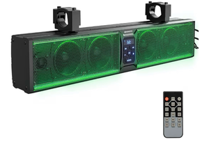 lot 1014 image: KEMIMOTO 6-Speaker Metal UTV Sound Bar, 25-inch IP65 Waterproof Golf Cart Sound Bar, ATV Speaker Bluetooth with RGB, SxS Soundbar Compatible with Polaris RZR Can-Am w 1.25 in - 2 in Roll Bar