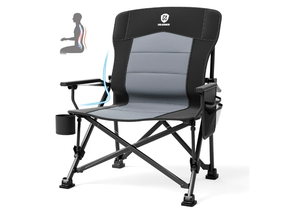 lot 1016 image: EVER ADVANCED heated Oversized Folding Camping Chair for Adults with Adjustable Lumbar Support, Heavy Duty Chair with Side Pockets, Portable Collapsible Quad Chair for Outside
