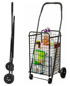 lot 1023 image: DMI Utility Cart with Wheels to be used for Shopping, Grocery, Laundry and Stair Climber Cart, Weighs 7.5 Pounds but holds up to 90 Pounds, Compact and Foldable, Black