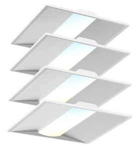 lot 1024 image: 2x2 FT LED Center Basket Troffer Panel Light, 5CCT Color Tunable 3000K-6500K, 5 Watt Adjustable 40W35302520W, 0-10V Dimmable Drop Ceiling Lights, 120-277V-ETL&DLC Qualified, 4-Pack