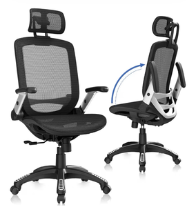lot 1040 image: GABRYLLY Ergonomic Office Chair, High Back Home Desk Chair with Headrest, Flip-Up Arms, 90-120° Tilt Lock and Wide Cushion, Big and Tall Mesh Chairs for Man Woman, Black Task Chair (seems to be great shape with all parts)