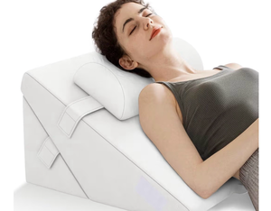 lot 1050 image: Bed Wedge Pillow for Sleeping, 12 Inch Adjustable Triangle Pillow with Air Memory Foam