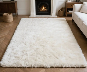 lot 1052 image: Large white shag rug