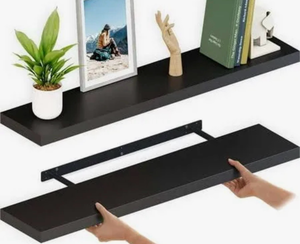 lot 1053 image: Pair of floating shelves (black) 36 inches
