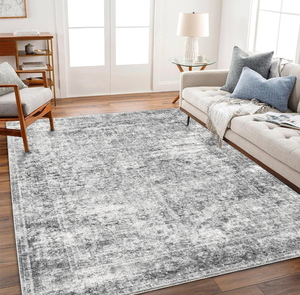 lot 1065 image: Area Rug 10x14 Floral Carpet for Living Room Dining Room OfficeNon Slip, Washable, Vintage, Traditional, Gray, Distressed, Retro, Indoor, Foldable, Thin