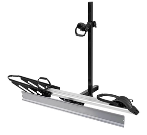 lot 1069 image: Young Electric Hitch Mount Single Bike Rack with Ramp for Electric Bike, 100 lbs. Capacity Bike Carrier for Truck, Trailer, RV, SUV