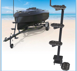 lot 1070 image: Boat Trailer Steps with Handrail, EVA Anti-Slip Mat, 450Lbs Capacity, Recommended for Bow Heights up to 55, 3 Mounting Angle Options, Fits Trailer Tongues 3 to 4 Wide & Up to 5 High