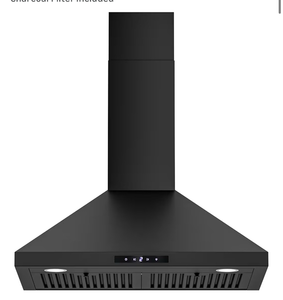lot 1091 image: FIREGAS Black Range Hood 30 inch, Convertible Wall Mount Range Hood with Brushless Motor, 450 CFM, 9 Speed Fan, Soft Touch Controls, Permanent Filters, LED Lights, Charcoal Filter included
