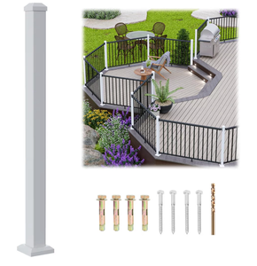 lot 1099 image: 2.56 in x 2.56 in x 42 in White Aluminum Deck Railing Post with Screws & Drill, Outdoor Textured AAMA 2604 Powder-Coated Finish Stair Railing Post for Decks, Porches & Balconies (1x 42in Post)