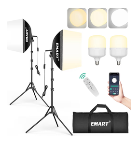 lot 1106 image: EMART Softbox Photography Lighting Kit, 16x16 Pull Soft Box, 50W 3000K-6000K LED Bulb with RemoteAPP Control, Professional Photoshoot Equipment for Studio Lights, Portrait, Video Recording(2 Pack)