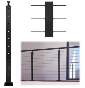 lot 1107 image: Muzata Black Cable Railing Post 36 Inch 36x2x2 Level Drilled Surface Mount T304 Stainless Steel Cable Railing System Kit Indoor Outdoor with Paper User Guide PS01 BH4S