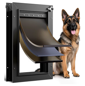 lot 1128 image: Dog Door for Door All Aluminum 3 Flaps Black, Large Dog Doggy Doggie Door, Heavy Duty Pet Door for Dogs Cats, with Insulation Flap, Telescoping Tunnel, Sliding Closing Panel, for Pets Up to 110lb