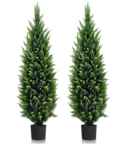 lot 1132 image: 5ft Artificial Topiary Trees Beautiful Realistic Faux Cedar Pines UV Protection for Indoor Outdoor Front Porch Decorate (Christmas Tree2)