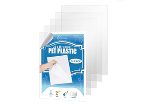 lot 1135 image: CALPALMY 5-Pack 24x36 Clear PETPlexiglass Plastic Sheets 0.04 Thick, Flexible Transparent Panels for Crafting, Picture Frames, Greenhouse Covers, Sign Blanks, and DIY Display Projects
