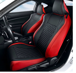lot 1142 image: GIANT PANDA Customized Car Seat Covers Compatible with Toyota GR86 BRZ 2022 2023 2024 - Full Set,Leather (Black  Red)