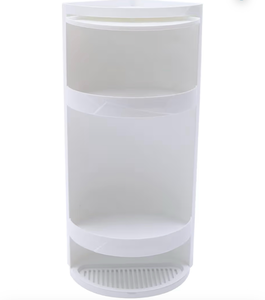 lot 1166 image: 3 Tier Corner Shelf Stand, Cosmetic Skincare Organizer for Bathroom & Vanity, Tabletop Storage Rack Cabinet for Small Space, Waterproof Stand with 360° Rotating Door, 8 x 8 x 23.6 in, White
