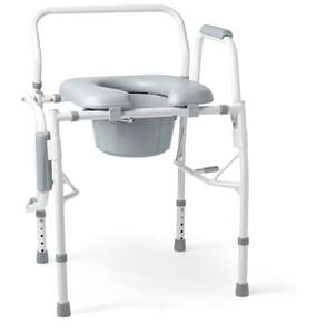 lot 1178 image: Medline Drop Arm Commode Chair for Adults and Seniors, Padded Seat, Removable Pail, Splash Guard, Drop-Down Arms, 350 lb. Weight Capacity