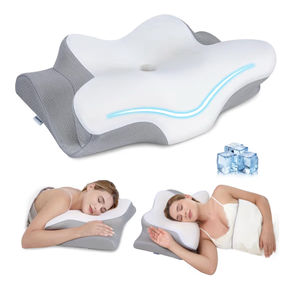 lot 1193 image: Cervical Neck Pillow, Memory Foam Pillows for Neck and Shoulder Pain Relief, 2 Heights Ergonomic Pillow with Breathable Ice Silk Cover, Neck Support Pillow for Side Back Stomach Sleepers