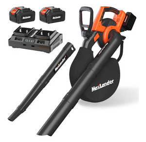 lot 1207 image: MAXLANDER Cordless Leaf Blower & Vacuum with Bag, 3-in-1 Brushless Battery Powered Leaf Vacuum Mulcher 40V 170MPH 360CFM 5 Speeds Leaf Blowers for Lawn Care 2x4.0Ah Battery & Charger Included