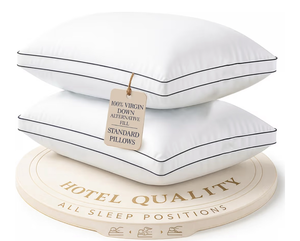 lot 1215 image: Pacific Coast Bed Pillows Standard Size Set of 2, Medium Soft Support Gusseted Hotel Pillows, Down Alternative Standard Pillow for Side Sleepers, Machine Washable, Comfortable for Quality Sleep - White