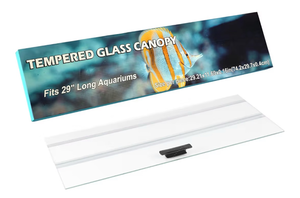 lot 1217 image: 29.21 x 11.69 x 0.16in Clear Tempered Glass Canopy,Aquarium Fish Tank Hoods FITS for Most 20Long29 Gallon Fish Tanks (Aqueon, Marine Land & Perfecto)