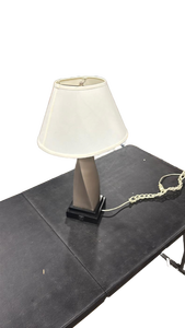 lot 9983 image: Modern Table Lamp with White Shade with outlet base