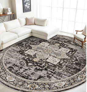 lot 1226 image: RUUGME Rug 9ft Round for Living Room for Bedroom Kitchen Dining Room Tribal BohoLarge, Washable, Stain Resistant, Non Slip Backing, Vintage, Black, Rugs, Carpet, Decor Floor Mat