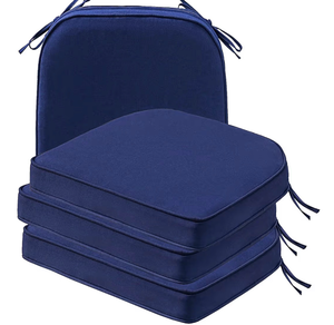 lot 1235 image: Round Corner Seat Cushions, 17 x 16 x 2, Set of 4, Indoor Outdoor Water Repellent Universal Chair Pads with Ties for Patio Furniture, Garden Deck Dining Chairs, Navy