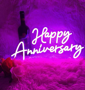 lot 1236 image: Happy Anniversary Led Neon Sign For Wedding Backdrop 19.6X 9.8 Neon Lights for Bedroom,Living,Home Bar ValentineS Day Wife Husband Parents Anniversary Decor (pink)