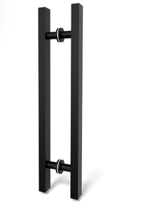 lot 1241 image: Matte Black Square Barn Door Handles 1224364859, Pull Push Long French Door Handle Double Sided, Large Front Exterior Shower Door Pull Handles