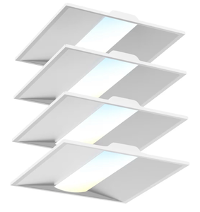 lot 1253 image: 2x2 FT LED Center Basket Troffer Panel Light, 5CCT Color Tunable 3000K-6500K, 5 Watt Adjustable 40W35302520W, 0-10V Dimmable Drop Ceiling Lights, 120-277V-ETL&DLC Qualified, 4-Pack