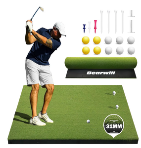 lot 1256 image: Bearwill Golf Mat 31mm, 5x4ft5x5ft Golf Hitting Mats for Practice Outdoor Indoor, High-Elasticity Artificial Turf Mat for Garage Simulator Chipping Driving Training