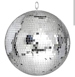 lot 1262 image: Alytimes Mirror Disco Ball - 12-Inch Cool and Fun Silver Hanging Party Disco Ball ��Big Party Decorations, Party Design (damage on some glass)
