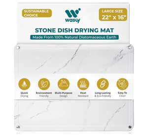 lot 1272 image: Extra Large Stone Drying Mat for Kitchen Counter �� 22x16 Eco-Friendly Diatomaceous Earth, Quick-Dry & Super Absorbent �� Heat-Resistant Tray �� Fits Most Dish Racks �� A Kitchen Must-Have