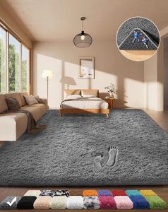 lot 1276 image: Ophanie Area Rugs for Living Room Bedroom, Upgrade Non-Slip Fluffy Soft Grey Shag Carpet, Indoor Floor Gray 84x60 Fuzzy Shaggy Living Room Plush Rug for Kids Home Dorm Decor Aesthetic