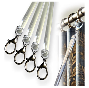 lot 1279 image: 46 inch (4 Pack) All Clear Acrylic Curtain Pull Wand - 2 inches shy of 48 inch - Clear Curtain Wand - Invisible Drapery Wand - Drapery Pull Rod (46 Inch)