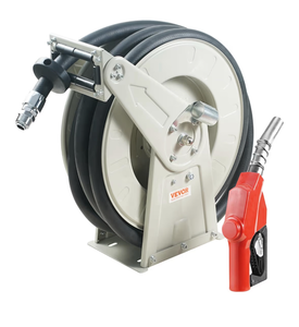 lot 1280 image: VEVOR Fuel Hose Reel, 1 x 33, Extra Long Retractable Diesel Hose Reel, Heavy-Duty Carbon Steel Construction with Automatic Fuel Nozzle, NBR Rubber Hose for Aircraft Ship Vehicle Tank Truck, 300 PSI