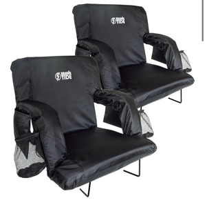 lot 1284 image: BRAWNTIDE Stadium Seat with Back Support - Comfy Cushion, Thick Padding, 2 Steel Bleacher Hooks, 4 Pockets, 2 Cup Holders, Reclining Back, Ideal Chair for Sport Events, Beaches, Camping, Concerts