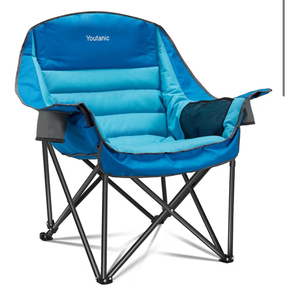 lot 1293 image: Oversized Camping Chair, Portable Folding Camping Chairs with Side Pocket, Cup Holder and Carry Bag, Heavy Duty Outdoor Camping Chairs for Adults, Fishing, Sports, Trip, up to 400lbs, Style 1