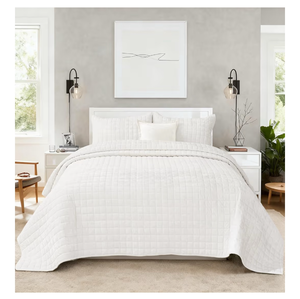 lot 1294 image: Quilt Set Oversized King Size 120x128 Luxurious Velvet Bedding Sets with 2 Pillow Shams 20x36 3 Pieces Ultra Soft Quilted Bedspread Coverlet Comforter for All Season,Cream White